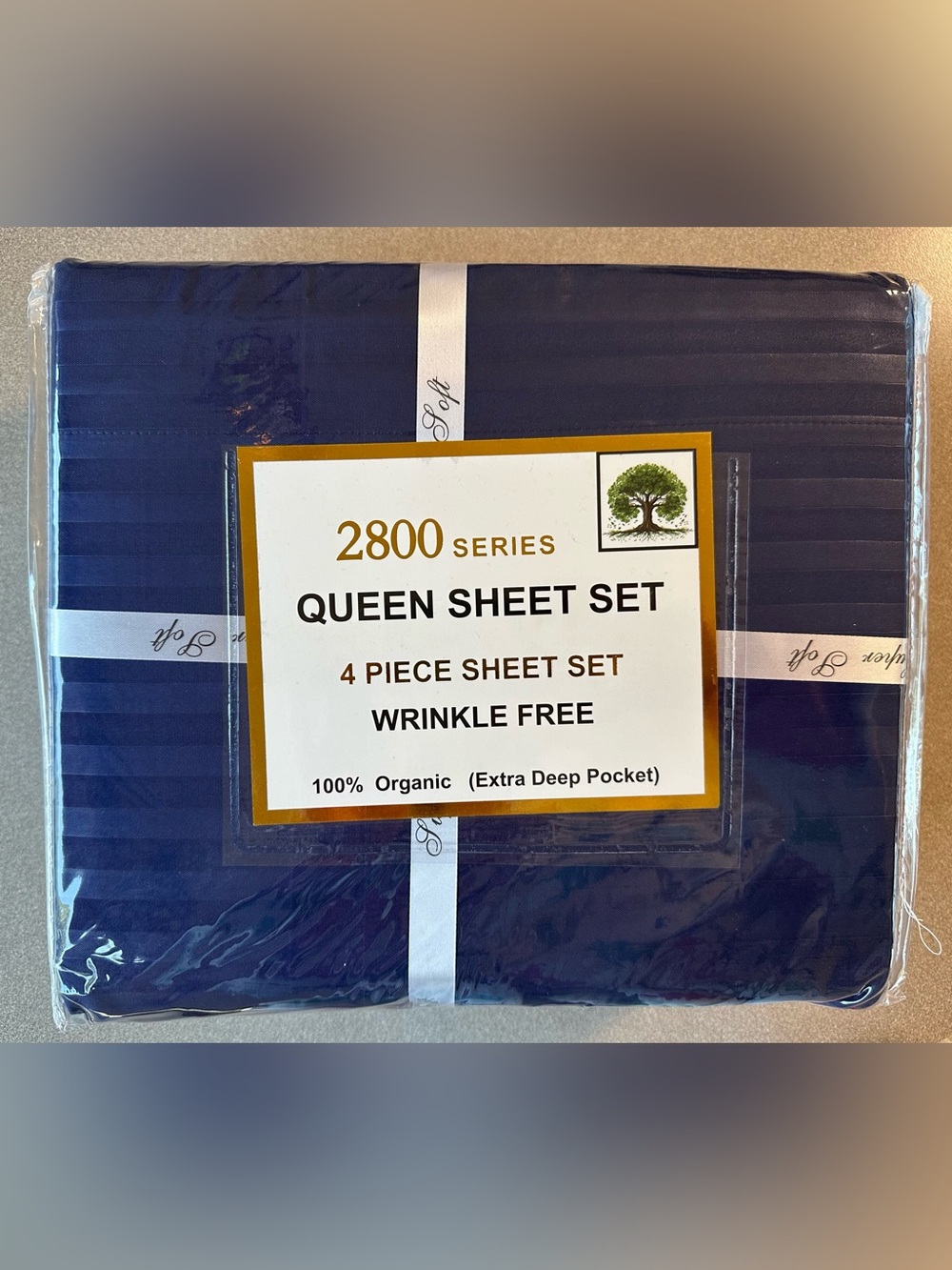 100% Organic Cotton Percale Queen Size Sheet Set - NIP